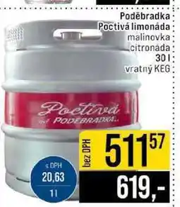 Jip Poděbradka Poctivá limonáda malinovka citronáda Poctivá nabídka