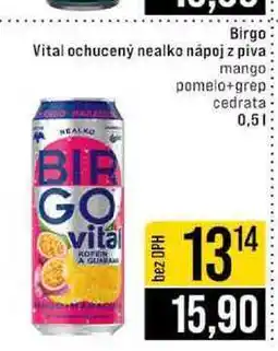 Jip Birgo Vital ochucený nealko nápoj z piva mango pomelo+grep: cedrata 0,5l nabídka