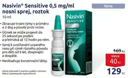 Benu NasivinⓇ Sensitive 0,5 mg/ml nosní sprej, roztok nabídka