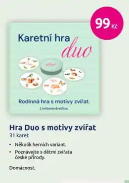 Benu Hra Duo s motivy zvířat nabídka