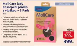 Benu MoliCare lady absorpční prádlo s vložkou + 5 Pads nabídka