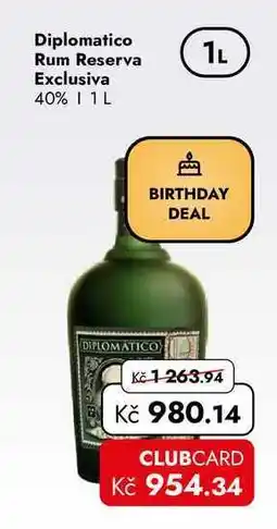 TRAVEL FREE Diplomatico Rum Reserva Exclusiva 40% nabídka