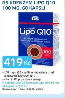 Lékárna AGEL Gs koenzym lipo q10 100 mg nabídka