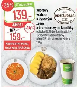 Globus Vepřový vrabec s kysaným zelím a bramborovými knedlíky nabídka