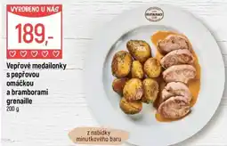 Globus Vepřové medailonky s pepřovou omáčkou a bramborami grenaille nabídka