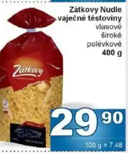 Jip Zátkovy Nudle vaječné těstoviny vlasové široké polévkové nabídka