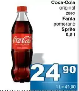 Jip Coca-Cola original zero Fanta pomeranč Sprite nabídka