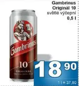 Jip Gambrinus Originál 10 světlé výčepní nabídka
