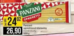 Jip Panzani semolinové těstoviny nabídka