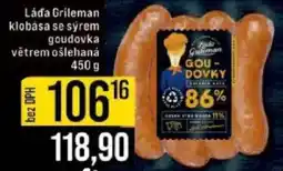 Jip Láďa Grileman klobása se sýrem goudovka větrem ošlehaná nabídka