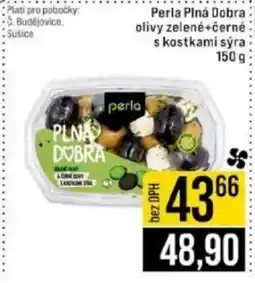 Jip Perla Plná Dobra olivy zelené+černé s kostkami sýra nabídka