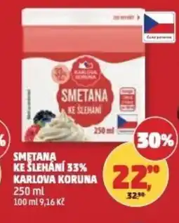 Penny Market Smetana ke šlehání 33% karlova koruna nabídka