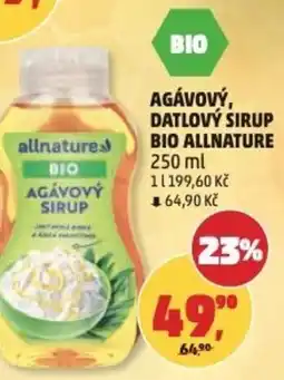 Penny Market Agávový, datlový sirup bio allnature nabídka
