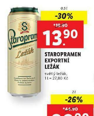 Lidl Pivo staropramen ležák nabídka