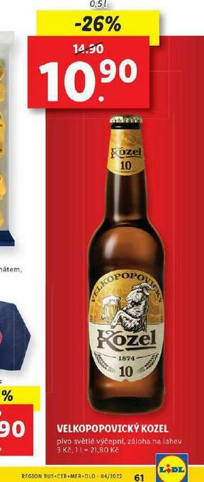 Lidl Pivo velkopopovický kozel 10 nabídka