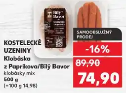 Kaufland KOSTELECKÉ UZENINY Klobáska z Paprikova/Bilý Bavor nabídka