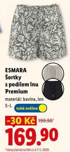 Lidl ESMARA Šortky s podílem Inu Premium nabídka