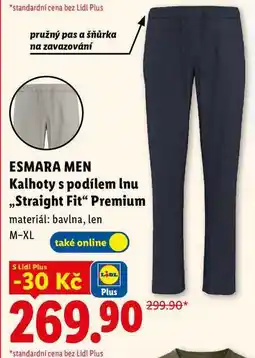 Lidl ESMARA MEN Kalhoty s podílem Inu ,,Straight Fit Premium nabídka