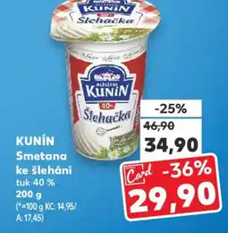 Kaufland KUNIN Smetana ke šlehání nabídka