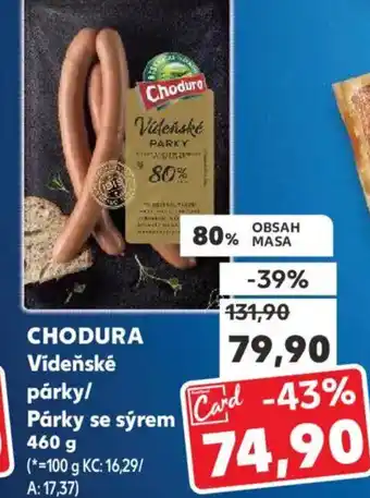 Kaufland CHODURA Vídeňské párky/ Párky se sýrem nabídka
