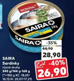 Kaufland SAIRA Sardinky nabídka