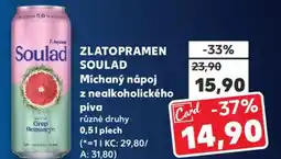 Kaufland ZLATOPRAMEN SOULAD Míchaný nápoj z nealkoholického piva nabídka