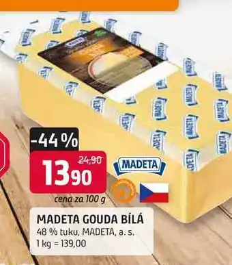 MADETA GOUDA BÍLÁ 48 % tuku