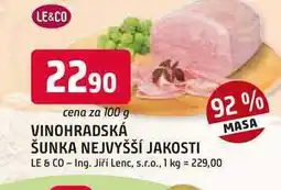 Trefa LE & CO VINOHRADSKÁ ŠUNKA NEJVYŠŠÍ JAKOSTI 92% nabídka