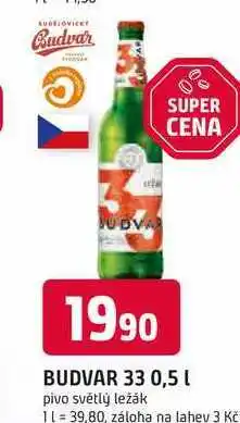 Trefa BUDVAR 33 0,5l pivo světlý ležák nabídka