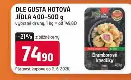 Trefa DLE GUSTA HOTOVÁ JÍDLA nabídka