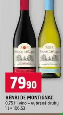 Terno HENRI DE MONTIGNAC 0,75l vino vybrané druhy nabídka