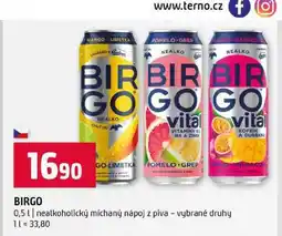 Terno BIRGO 0,5 nealkoholický míchaný nápoj z piva vybrané druhy nabídka