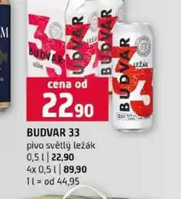 Terno BUDVAR 33 pivo světlý ležák 0,5l nabídka