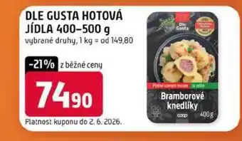 Terno DLE GUSTA HOTOVÁ JÍDLA 400-500 g vybrané druhy nabídka