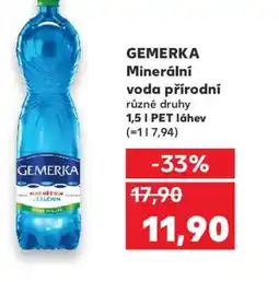 Kaufland GEMERKA Minerální voda přírodní nabídka