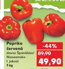 Kaufland Paprika červená dovoz Španělsko/ Nizozemsko I. jakost nabídka