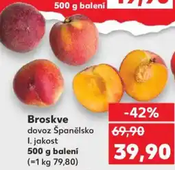 Kaufland Broskve dovoz Španělsko I. jakost nabídka