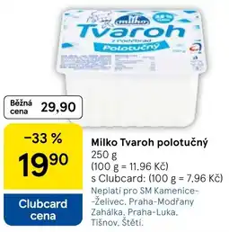 Tesco Milko Tvaroh polotučný nabídka
