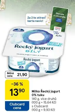 Tesco Milko Řecký jogurt 0% tuku nabídka