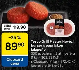 Tesco Tesco Grill Master Hovězí burger s papričkou jalapeño nabídka