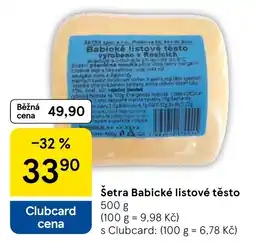 Tesco Šetra Babické listové těsto nabídka
