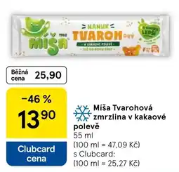 Tesco Míša Tvarohová zmrzlina v kakaové polevě nabídka