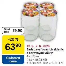 Tesco Sada zavařovacích sklenic s barevnými víčky nabídka
