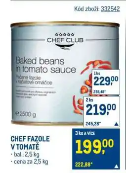 Makro CHEF FAZOLE V TOMATĚ nabídka
