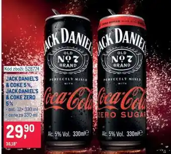Makro JACK DANIEL’S & COKE 5 %, JACK DANIEL’S & COKE ZERO 5 % nabídka