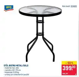 Makro STŮL BISTRO METAL/SKLO nabídka
