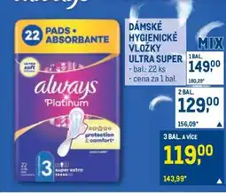 Makro DÁMSKÉ HYGIENICKÉ VLOŽKY ULTRA SUPER nabídka
