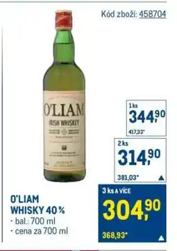 Makro O'LIAM WHISKY 40 % nabídka