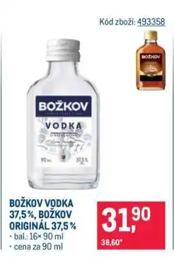 Makro Božkov Vodka 37,5 %, Božkov Originál 37,5 % nabídka