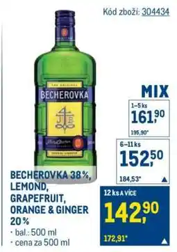 Makro BECHEROVKA 38%, LEMOND, GRAPEFRUIT, ORANGE & GINGER 20% nabídka